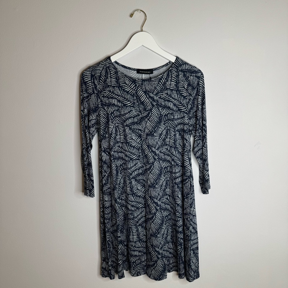 Hourglass Lily | Navy and Light Blue Patterned Women's Dress | Size M/L